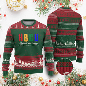 HBCU A History of Black Excellence Ugly Christmas Sweater College Pride Statement Celebrating African American Achievement TS02 Red Green Print Your Wear