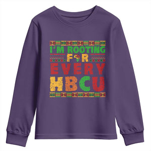 I’m Rooting for Every HBCU Youth Sweatshirt Pan African Pride College Support Statement TS02 Purple Print Your Wear