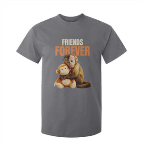 Friends Forever Viral Punch The Monkey T Shirt For Kid Cute Baby Monkey Hugging Plush Toy Best Friend Gift TS02 Charcoal Print Your Wear