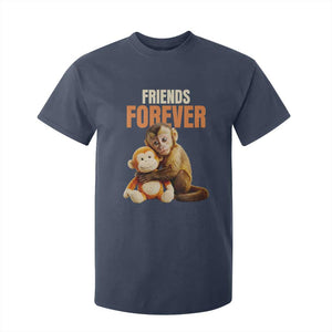 Friends Forever Viral Punch The Monkey T Shirt For Kid Cute Baby Monkey Hugging Plush Toy Best Friend Gift TS02 Navy Print Your Wear