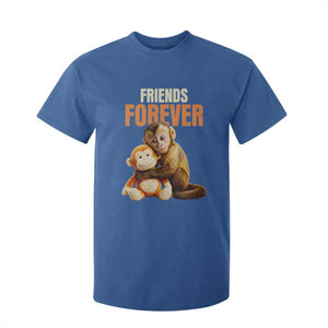 Friends Forever Viral Punch The Monkey T Shirt For Kid Cute Baby Monkey Hugging Plush Toy Best Friend Gift TS02 Royal Blue Print Your Wear