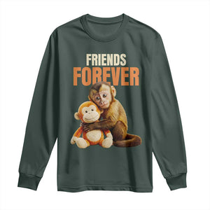 Friends Forever Viral Punch The Monkey Long Sleeve Shirt Cute Baby Monkey Hugging Plush Toy Best Friend Gift TS02 Dark Forest Green Print Your Wear