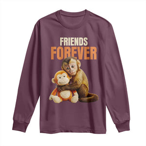 Friends Forever Viral Punch The Monkey Long Sleeve Shirt Cute Baby Monkey Hugging Plush Toy Best Friend Gift TS02 Maroon Print Your Wear
