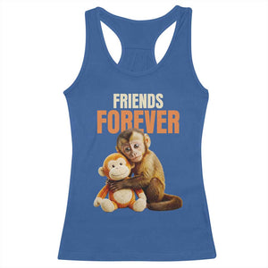 Friends Forever Viral Punch The Monkey Racerback Tank Top Cute Baby Monkey Hugging Plush Toy Best Friend Gift TS02 Royal Blue Print Your Wear