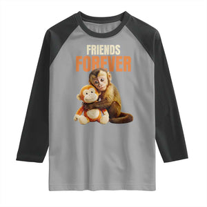 Friends Forever Viral Punch The Monkey Raglan Shirt Cute Baby Monkey Hugging Plush Toy Best Friend Gift TS02 Sport Gray Black Print Your Wear