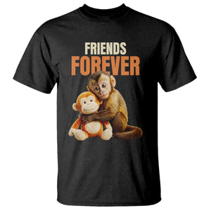 Friends Forever Viral Punch The Monkey T Shirt Cute Baby Monkey Hugging Plush Toy Best Friend Gift TS02 Black Print Your Wear