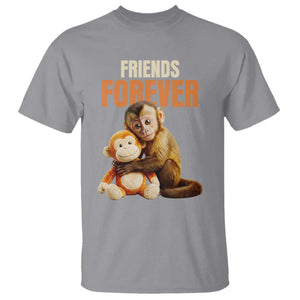 Friends Forever Viral Punch The Monkey T Shirt Cute Baby Monkey Hugging Plush Toy Best Friend Gift TS02 Sport Gray Print Your Wear