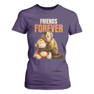 Friends Forever Viral Punch The Monkey T Shirt For Women Cute Baby Monkey Hugging Plush Toy Best Friend Gift TS02 Purple Print Your Wear