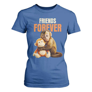 Friends Forever Viral Punch The Monkey T Shirt For Women Cute Baby Monkey Hugging Plush Toy Best Friend Gift TS02 Royal Blue Print Your Wear
