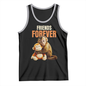 Friends Forever Viral Punch The Monkey Tank Top Cute Baby Monkey Hugging Plush Toy Best Friend Gift TS02 Black Athletic Heather Print Your Wear