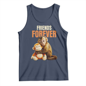 Friends Forever Viral Punch The Monkey Tank Top Cute Baby Monkey Hugging Plush Toy Best Friend Gift TS02 Navy Print Your Wear
