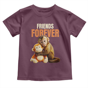 Friends Forever Viral Punch The Monkey Toddler T Shirt Cute Baby Monkey Hugging Plush Toy Best Friend Gift TS02 Maroon Print Your Wear