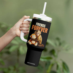 Friends Forever Viral Punch The Monkey Tumbler With Handle Cute Baby Monkey Hugging Plush Toy Best Friend Gift TS02 Print Your Wear