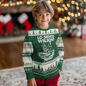 Lo Siento Wilson Funny Chicken Floating Meme Ugly Christmas Sweater Viral Rooster Spanish Apology Trend TS02 Forest Green Beige Print Your Wear
