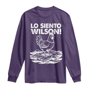 Lo Siento Wilson Funny Chicken Floating Meme Long Sleeve Shirt Viral Rooster Spanish Apology Trend TS02 Purple Print Your Wear