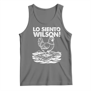 Lo Siento Wilson Funny Chicken Floating Meme Tank Top Viral Rooster Spanish Apology Trend TS02 Black Heather Print Your Wear