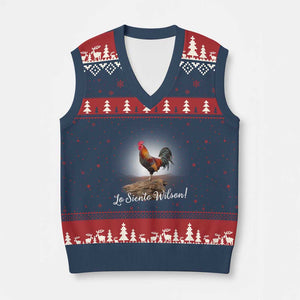 Lo Siento Wilson Funny Chicken Floating Meme V-Neck Knit Sweater Vest Dramatic Rooster Parody Spanish Apology TS02 Navy Red Print Your Wear