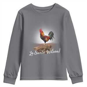 Lo Siento Wilson Funny Chicken Floating Meme Youth Sweatshirt Dramatic Rooster Parody Spanish Apology TS02 Charcoal Print Your Wear