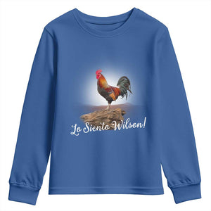 Lo Siento Wilson Funny Chicken Floating Meme Youth Sweatshirt Dramatic Rooster Parody Spanish Apology TS02 Royal Blue Print Your Wear