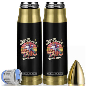 Royal Cat Princess and Raptor Ride or Roar Bullet Tumbler Funny Cat Riding Dinosaur Retro Sunset TS02 Black Print Your Wear