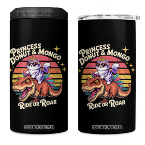 Royal Cat Princess and Raptor Ride or Roar 4 in 1 Can Cooler Tumbler Funny Cat Riding Dinosaur Retro Sunset TS02 One Size: 16 oz Black Print Your Wear