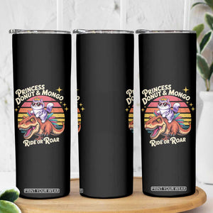 Royal Cat Princess and Raptor Ride or Roar Skinny Tumbler Funny Cat Riding Dinosaur Retro Sunset TS02 Print Your Wear