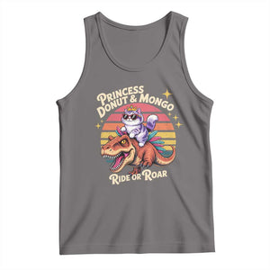 Royal Cat Princess and Raptor Ride or Roar Tank Top Funny Cat Riding Dinosaur Retro Sunset TS02 Deep Heather Print Your Wear