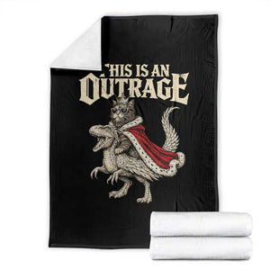 This Is an Outrage Royal Cat Throw Blanket Funny Princess Cat Riding Dragon Fantasy TS02 Black Print Your Wear