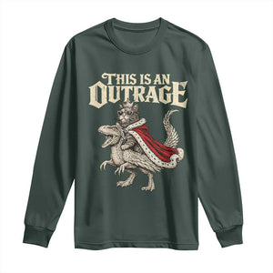 This Is an Outrage Royal Cat Long Sleeve Shirt Funny Princess Cat Riding Dragon Fantasy TS02 Dark Forest Green Print Your Wear