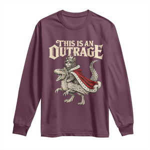 This Is an Outrage Royal Cat Long Sleeve Shirt Funny Princess Cat Riding Dragon Fantasy TS02 Maroon Print Your Wear