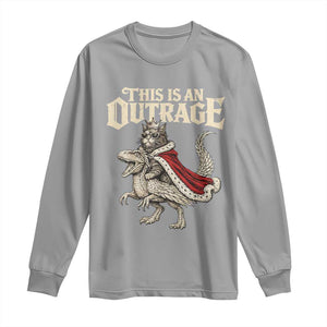 This Is an Outrage Royal Cat Long Sleeve Shirt Funny Princess Cat Riding Dragon Fantasy TS02 Sport Gray Print Your Wear