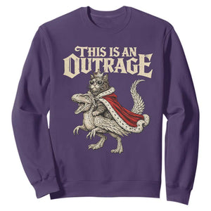 This Is an Outrage Royal Cat Sweatshirt Funny Princess Cat Riding Dragon Fantasy TS02 Purple Print Your Wear