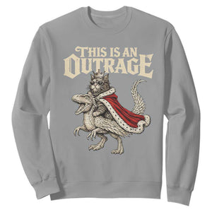 This Is an Outrage Royal Cat Sweatshirt Funny Princess Cat Riding Dragon Fantasy TS02 Sport Gray Print Your Wear