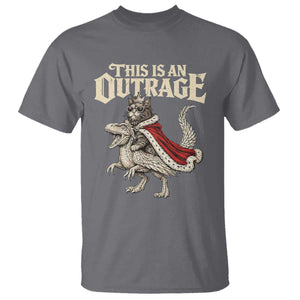 This Is an Outrage Royal Cat T Shirt Funny Princess Cat Riding Dragon Fantasy TS02 Charcoal Print Your Wear