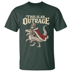 This Is an Outrage Royal Cat T Shirt Funny Princess Cat Riding Dragon Fantasy TS02 Dark Forest Green Print Your Wear