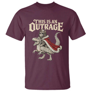 This Is an Outrage Royal Cat T Shirt Funny Princess Cat Riding Dragon Fantasy TS02 Maroon Print Your Wear