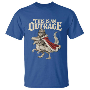This Is an Outrage Royal Cat T Shirt Funny Princess Cat Riding Dragon Fantasy TS02 Royal Blue Print Your Wear