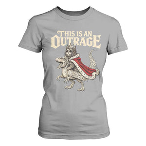 This Is an Outrage Royal Cat T Shirt For Women Funny Princess Cat Riding Dragon Fantasy TS02 Sport Gray Print Your Wear