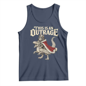 This Is an Outrage Royal Cat Tank Top Funny Princess Cat Riding Dragon Fantasy TS02 Navy Print Your Wear