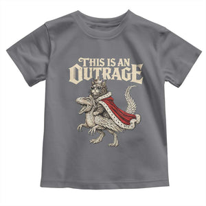 This Is an Outrage Royal Cat Toddler T Shirt Funny Princess Cat Riding Dragon Fantasy TS02 Charcoal Print Your Wear