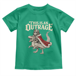 This Is an Outrage Royal Cat Toddler T Shirt Funny Princess Cat Riding Dragon Fantasy TS02 Irish Green Print Your Wear