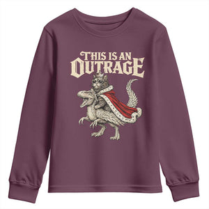 This Is an Outrage Royal Cat Youth Sweatshirt Funny Princess Cat Riding Dragon Fantasy TS02 Maroon Print Your Wear