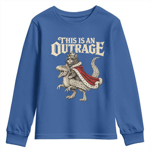 This Is an Outrage Royal Cat Youth Sweatshirt Funny Princess Cat Riding Dragon Fantasy TS02 Royal Blue Print Your Wear