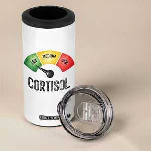 Funny Low Cortisol Stress Meter 4 in 1 Can Cooler Tumbler Low Medium High Anxiety Humor TS02 Print Your Wear