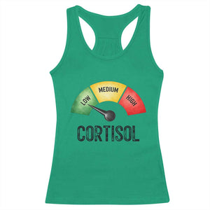 Funny Low Cortisol Stress Meter Racerback Tank Top Low Medium High Anxiety Humor TS02 Irish Green Print Your Wear