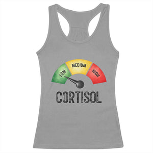 Funny Low Cortisol Stress Meter Racerback Tank Top Low Medium High Anxiety Humor TS02 Sport Gray Print Your Wear