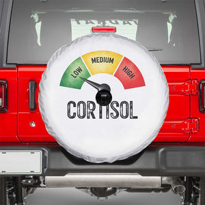 Funny Low Cortisol Stress Meter Spare Tire Cover Low Medium High Anxiety Humor TS02 White Print Your Wear