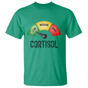 Funny Low Cortisol Stress Meter T Shirt Low Medium High Anxiety Humor TS02 Irish Green Print Your Wear