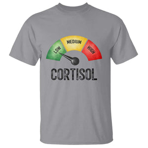 Funny Low Cortisol Stress Meter T Shirt Low Medium High Anxiety Humor TS02 Sport Gray Print Your Wear