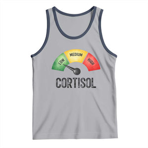 Funny Low Cortisol Stress Meter Tank Top Low Medium High Anxiety Humor TS02 Athletic Heather Navy Print Your Wear